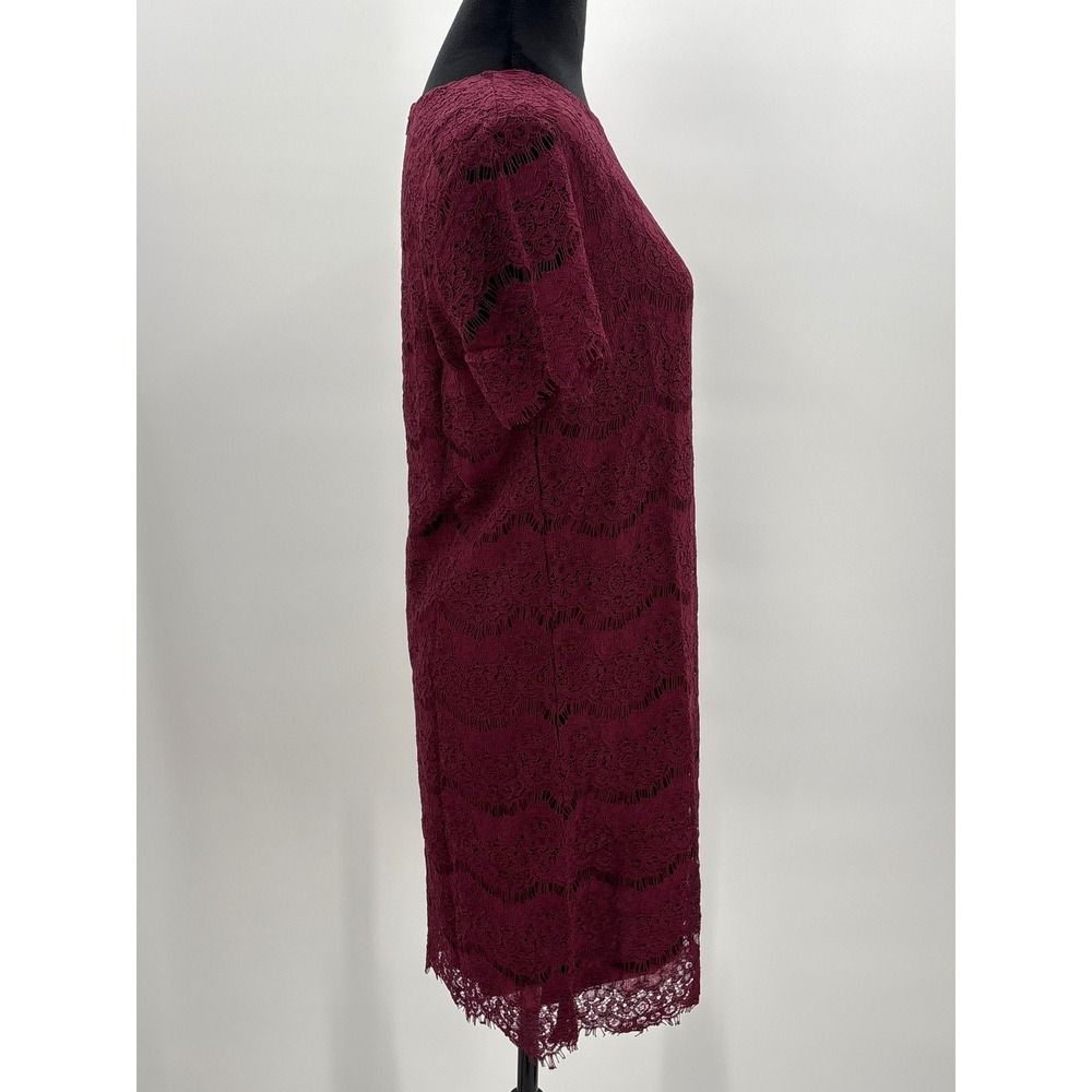 Lulus Take Me to Brunch Burgundy Lace Shift Mini Dress Size Medium NWT - Picture 6 of 11